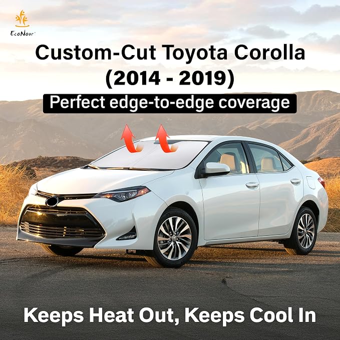 Econour Windshield Sun Shade for 2014-2019 Toyota Corolla Custom Fit Sunshade - Image 2