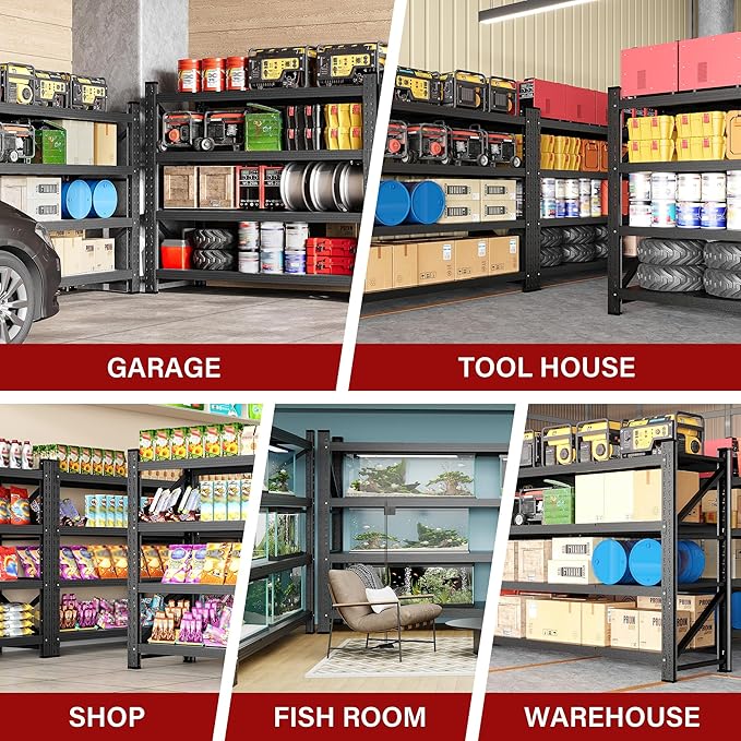 71.3" Wide Heavy Duty Garage Shelving Units, 5000LBS Deep Storage Shelves - Image 5