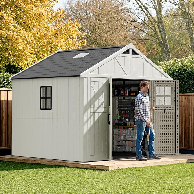 Patiowell 10 x 8 FT Outdoor Storage Shed, Plastic Shed - Image 4
