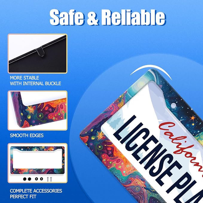 Abstract Galaxy License Plate Frame Starry Sky License Plate Stainless Steel - Image 2