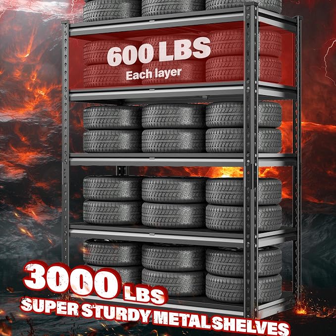 REIBII 3000LBS Garage Shelving 72" H Storage Shelves Heavy Duty Adjustable - Image 4