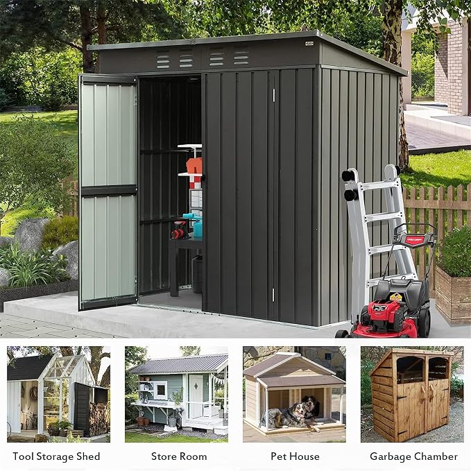 IKERY Galvanized Steel Garden Shed 6' x 4' - Image 6