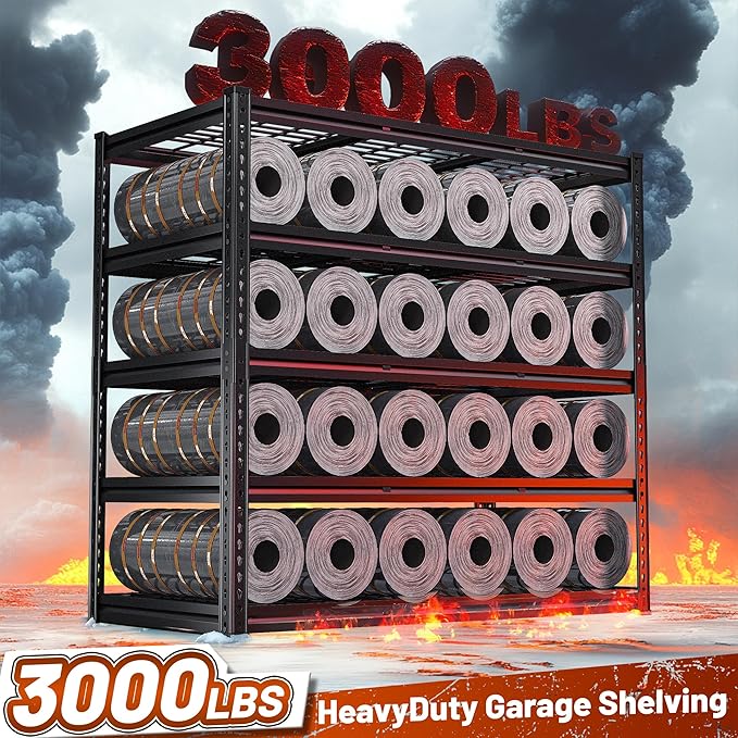 REIBII 48" W Garage Shelving 3000LBS Metal Shelving Heavy Duty Storage Shelves - Image 3