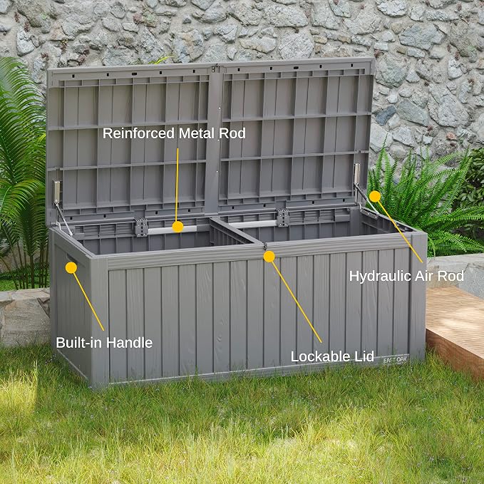 EAST OAK Outdoor Storage Box, 150 Gallon Deck Box, Large Resin Storage Bin - Image 9