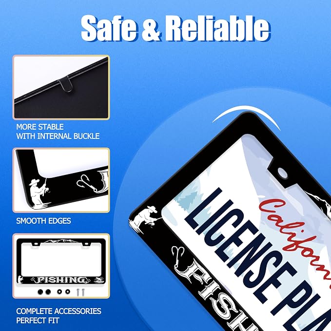 Fishing License Plate Frame Personalised License Plate Stainless Steel Funny - Image 2