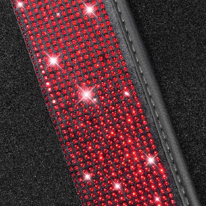 NBTEPEM Red Bling Car Floor Mats Full Set, Universal Fit Most Cars - Image 6