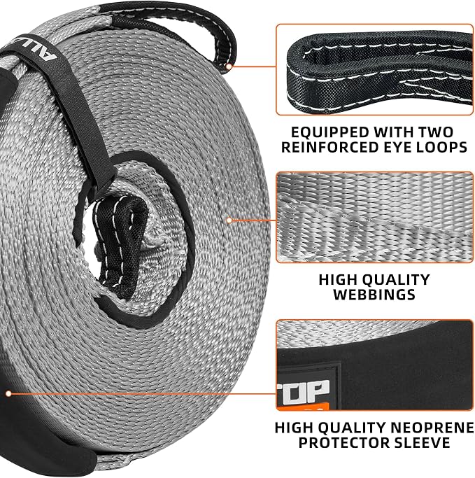 ALL-TOP Winch Extension Strap 2in x 65.6ft Min Break Strength 11000Lbs - Image 3