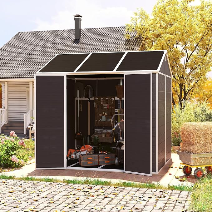 8x7 FT Outdoor Storage Resin Shed - Image 2