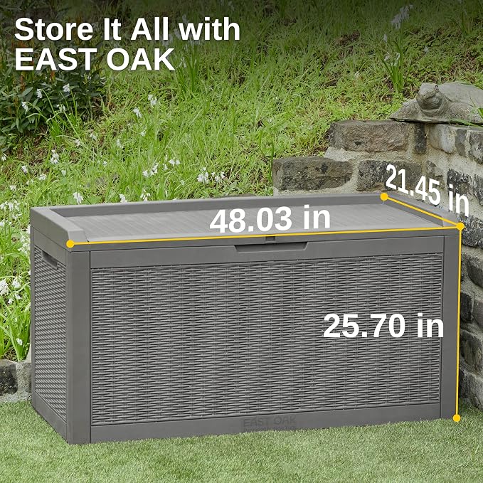 EAST OAK Outdoor Storage Box, 100 Gallon Deck Box, Waterproof Resin Storage - Image 7