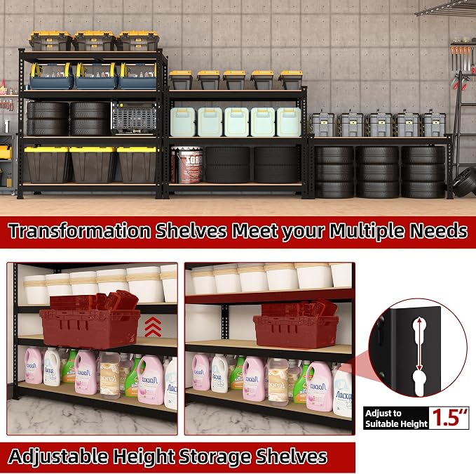 3 Packs 36" W x 16" D x 55" H Adjustable Garage Storage Shelves - Image 6