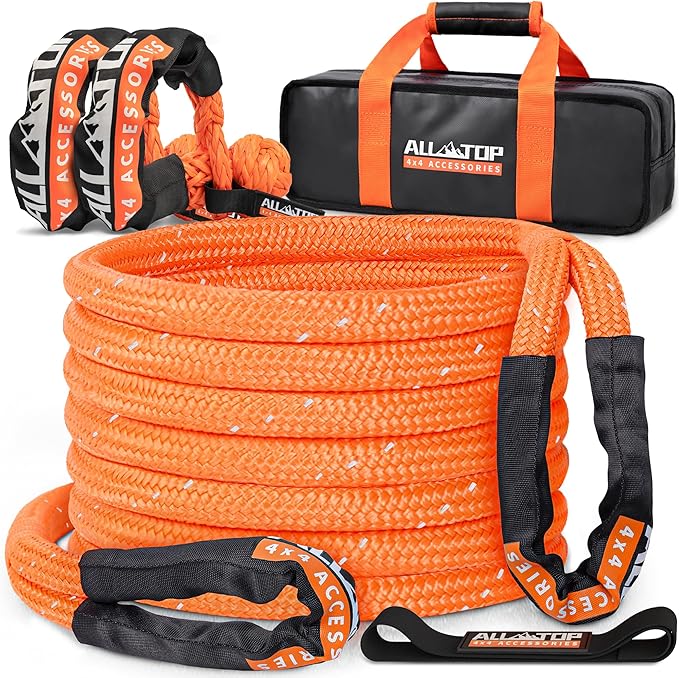 ALL-TOP Kinetic Rope Kit w/ 2 Soft Shackles, 1in x 30ft, Heavy Duty 30+% by ALL-TOP4X4