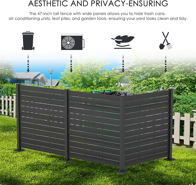 Kozyard 50" W x 48" H Outdoor Privacy Screens Aluminum Post, Air Conditioner - Image 2