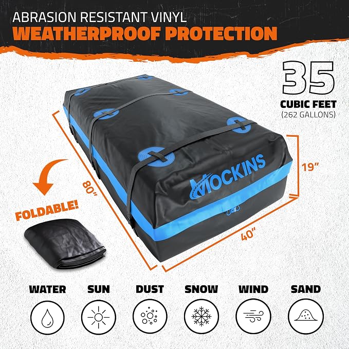 Mockins XL 84"x39"x6" Extendable Roof Rack Cargo Carrier & 35 CuFt Waterproof - Image 5
