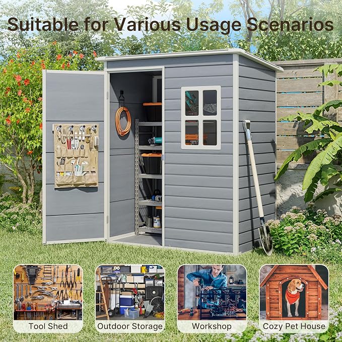 Gizoon 5x3 FT Outdoor Storage Shed - Image 8
