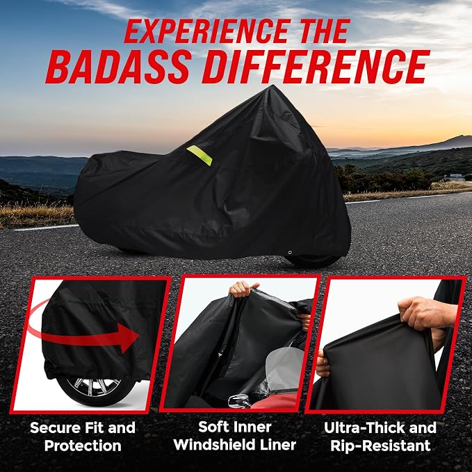 Badass Moto - Extra Large Motorcycle Cover Waterproof Outdoor, Heavy Duty - Image 2