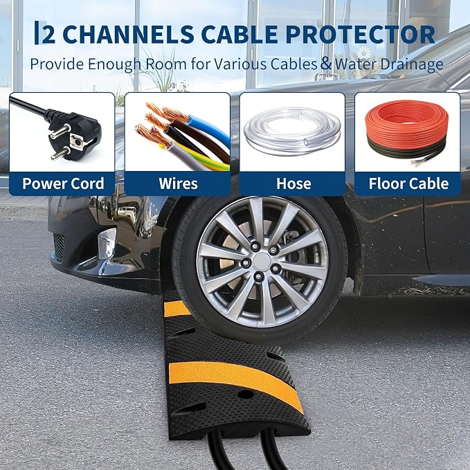 4 PCS 6FT Speed Bumps Wite End for Road, Heavy-Duty 25, 000 lbs Capacity - Image 7