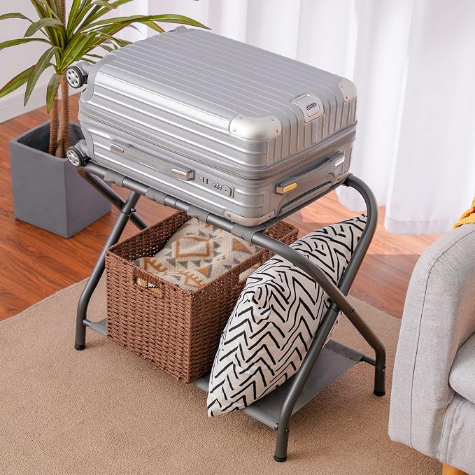 Heybly Luggage Rack, Steel Folding Suitcase Stand - Image 2