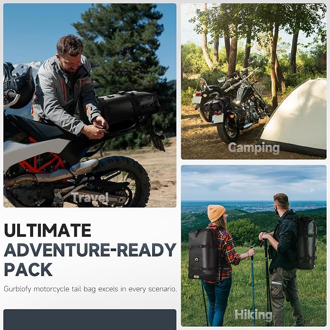 Motorcycle Tail Bag, 30L Waterproof Saddle Bag, 2 Size and 3 Color Options - Image 7