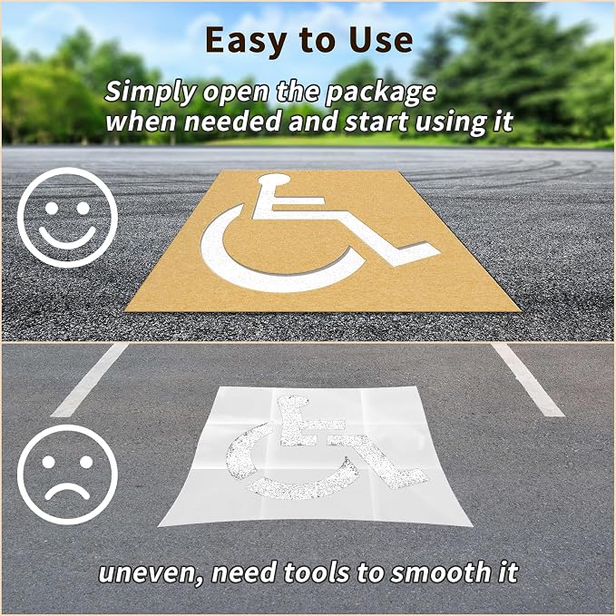 Handicap Parking Stencil, 35.5" x 33" Foldable Cardboard Parking Lot Stencils - Image 5