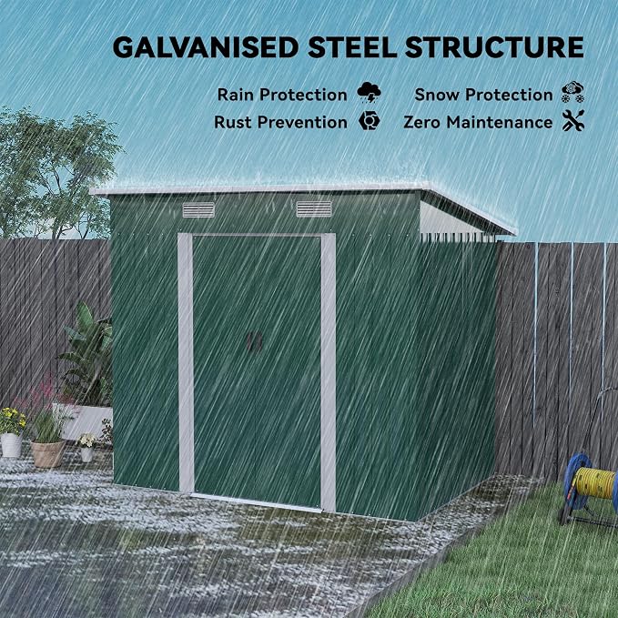 Outsunny 7' x 4' Outdoor Storage Shed, Metal Garden Tool House - Image 3