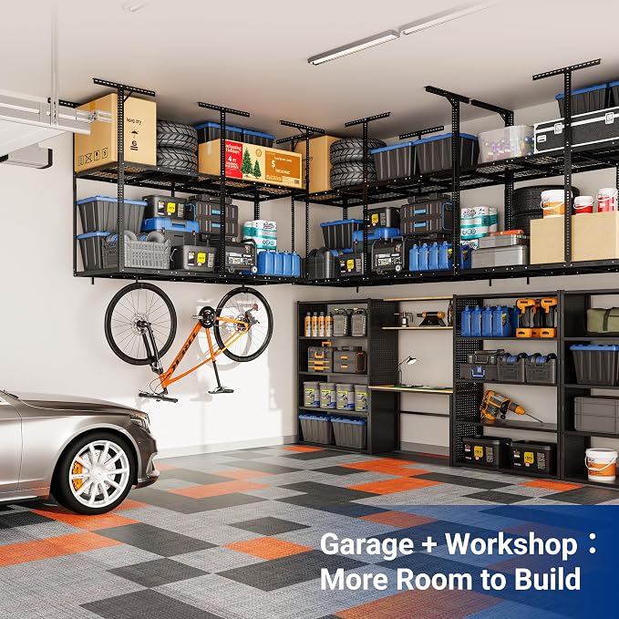 FLEXIMOUNTS 3x8 2-Tier Overhead Garage Storage Rack – Adjustable Heavy Duty - Image 8