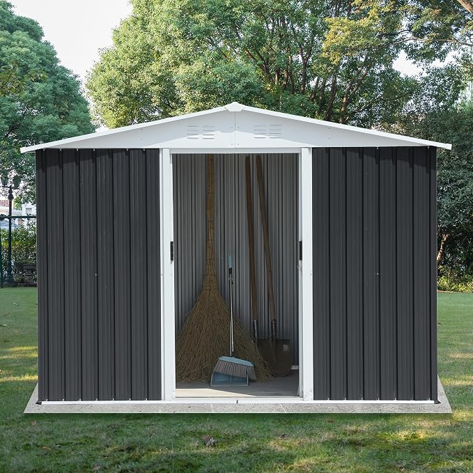6x8 FT Outdoor Storage Shed, Metal Garden Shed - Image 2