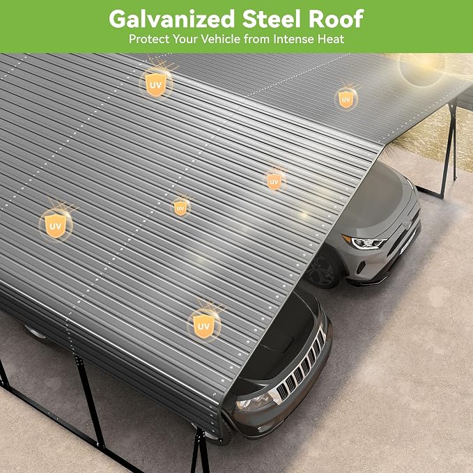 Real Relax 20x20ft Heavy Duty Metal Carport - Image 4