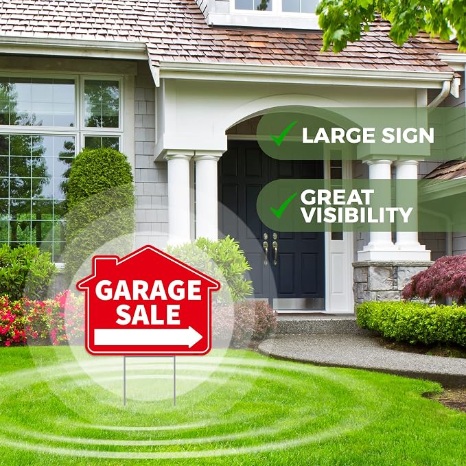 2PC Garage Sale Yard Sign with Stakes, 17 Inches by 13 Inches - Image 6