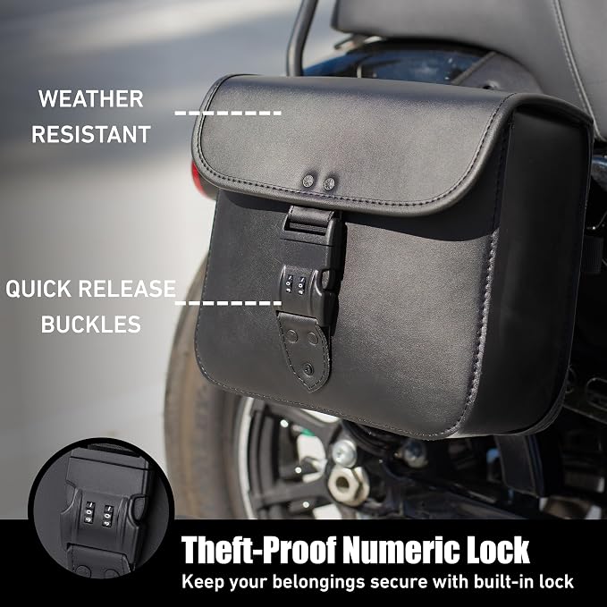 Nomad Leather Motorcycle Saddlebags Quick-Easy Universal Fit Throw Over Saddle - Image 2