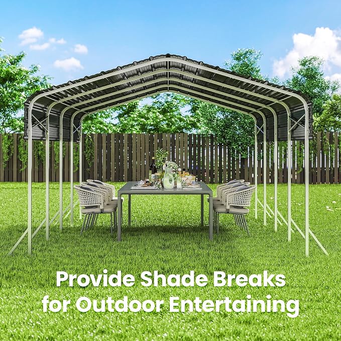 12x20ft Heavy Duty Metal Carport – Outdoor Galvanized Garage, Sturdy Structure - Image 7