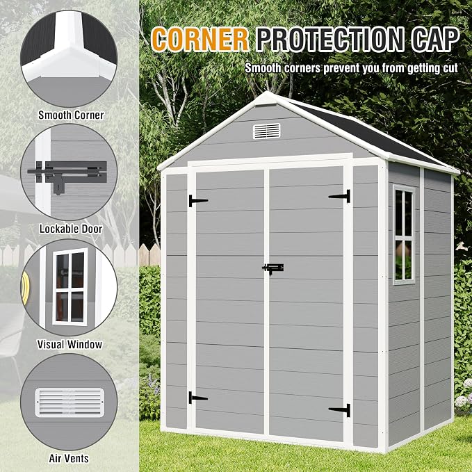 6x5 FT Outdoor Storage Resin Shed - Image 2