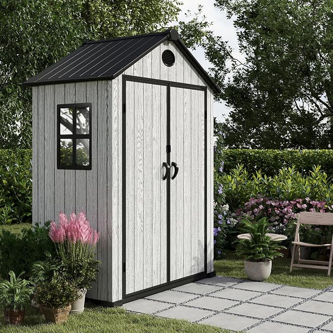 5.3x3.4 FT Resin Outdoor Storage Shed, 135 Cuft Garden Tool Sheds & Outdoor - Image 6