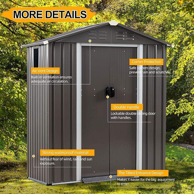 Shintenchi 5x3 FT Outdoor Storage Shed - Image 6
