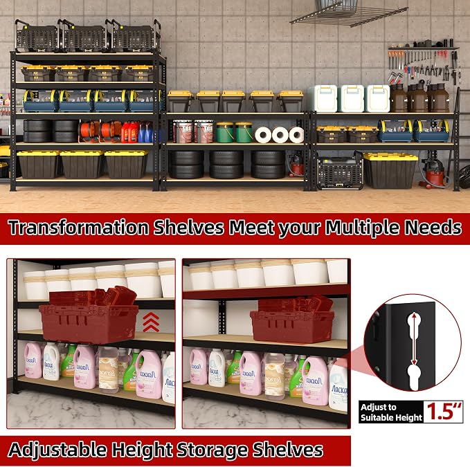 35.5" W x 16" D x 71" H Adjustable Garage Storage Shelves - Image 6