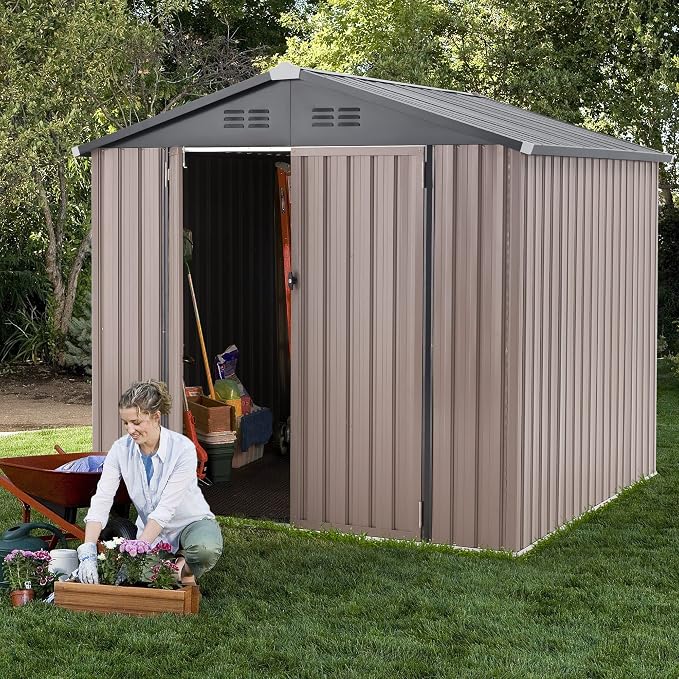 AECOJOY 7' x 7' Metal Storage Shed - Image 7