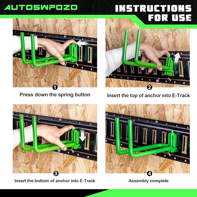 8-Pack E-Track Heavy Duty Shovel/Tool Hanger - Image 3