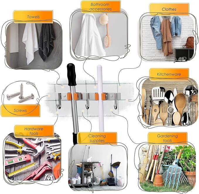 Heavy Duty Broom and Mop Holder Wall Mounted - Image 4