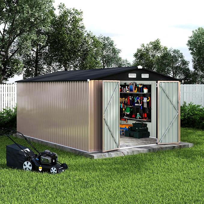 10x14x6.4 FT Outdoor Storage Sheds, Metal Garden Tool Shed by GarveeLife