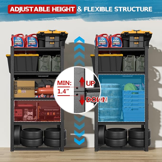 MUPATER 35.8" W x 18.1" D x 72" H Metal Storage Shelves, Standing Utility Shelf - Image 4