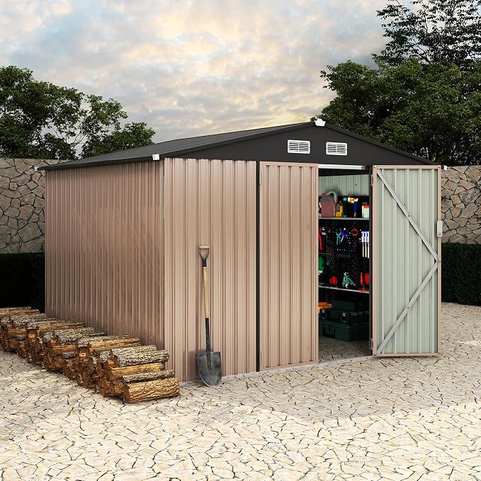 8x10 FT Metal Storage Sheds Outdoor, Metal Yard Sheds Garden Shed Kit, Tool Shed by RELJOFUM