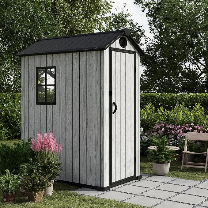 3.4x5.3 FT Resin Outdoor Storage Shed, 125 Cuft Garden Tool Sheds & Outdoor - Image 6