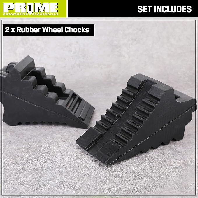 PR1ME Heavy Duty Rubber Wheel Chocks, Rubber Tire Blocks, RV Solid Rubber Wheel - Image 6