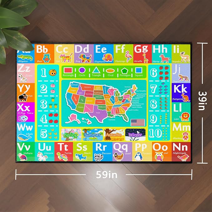 ABC Rug for Kids Playroom, Educational Learning Mat - Image 2