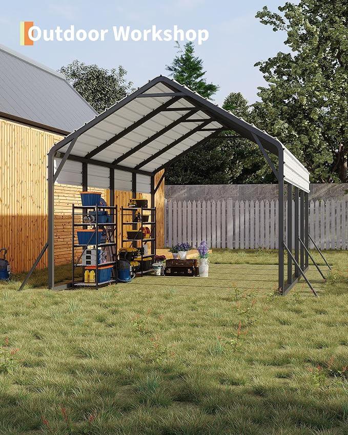 13'x21'x11' Oversized Metal Carport, Heavy Duty Metal Car Port - Image 4