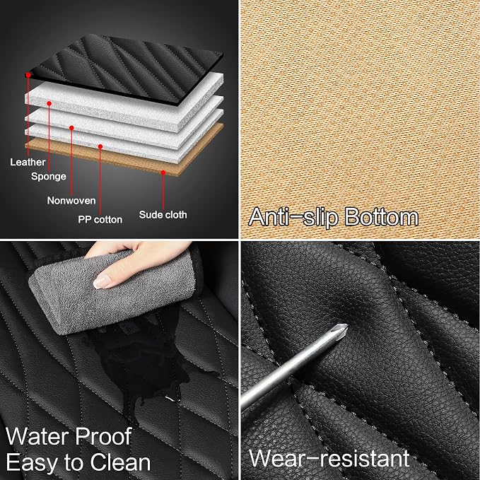 Pariitadin Leather Car Seat Covers Front Pair, Waterproof Faux Leather Seat - Image 6