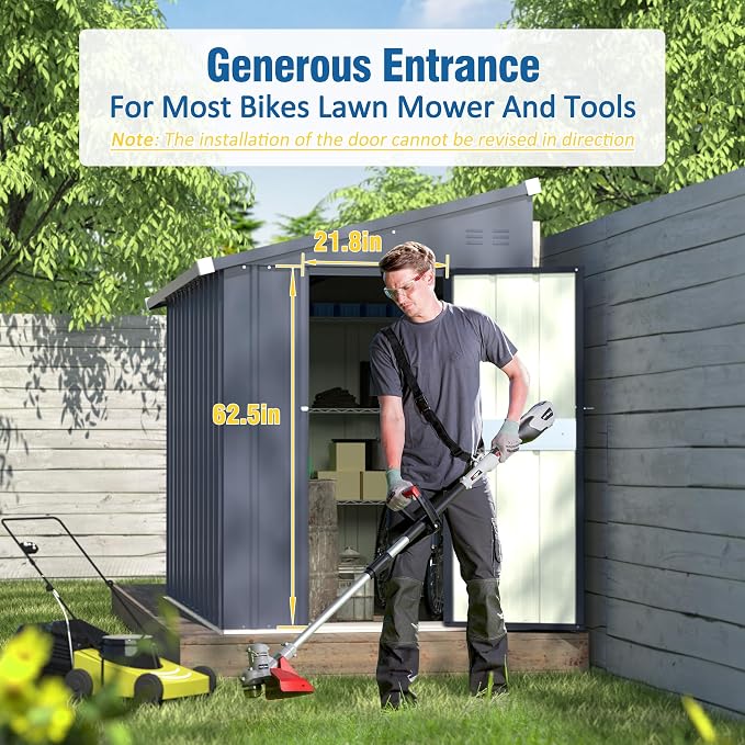 BlueWish 4'x6' Storage Shed, Lean-to Outdoor Storage Shed - Image 4