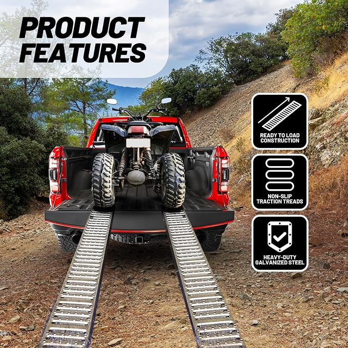 Rockland 72" x 9" Steel Truck Ramps, 1000 LBS Capacity, Portable Trailer Ramps - Image 5
