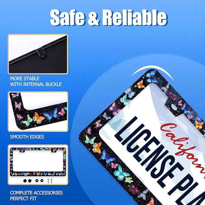 Beautiful Butterfly License Plate Frame Watercolor License Plate Stainless - Image 2