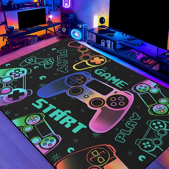 Play Gaming Rug for Bedroom Gamer Mat Gamepad for Boys Room 59"x39" for by Isyorefam