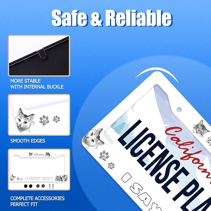 Cute Cats License Plate Frame Tell Your I Say Cat License Plate Stainless Steel - Image 2